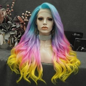 - 🦄 CANDY DREAMS 24” BABY RAINBOW 🌈 LACEFRONT WIG